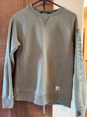 Carhartt Olive Green Men’s Crewneck Sweatshirt with Sleeve Logo